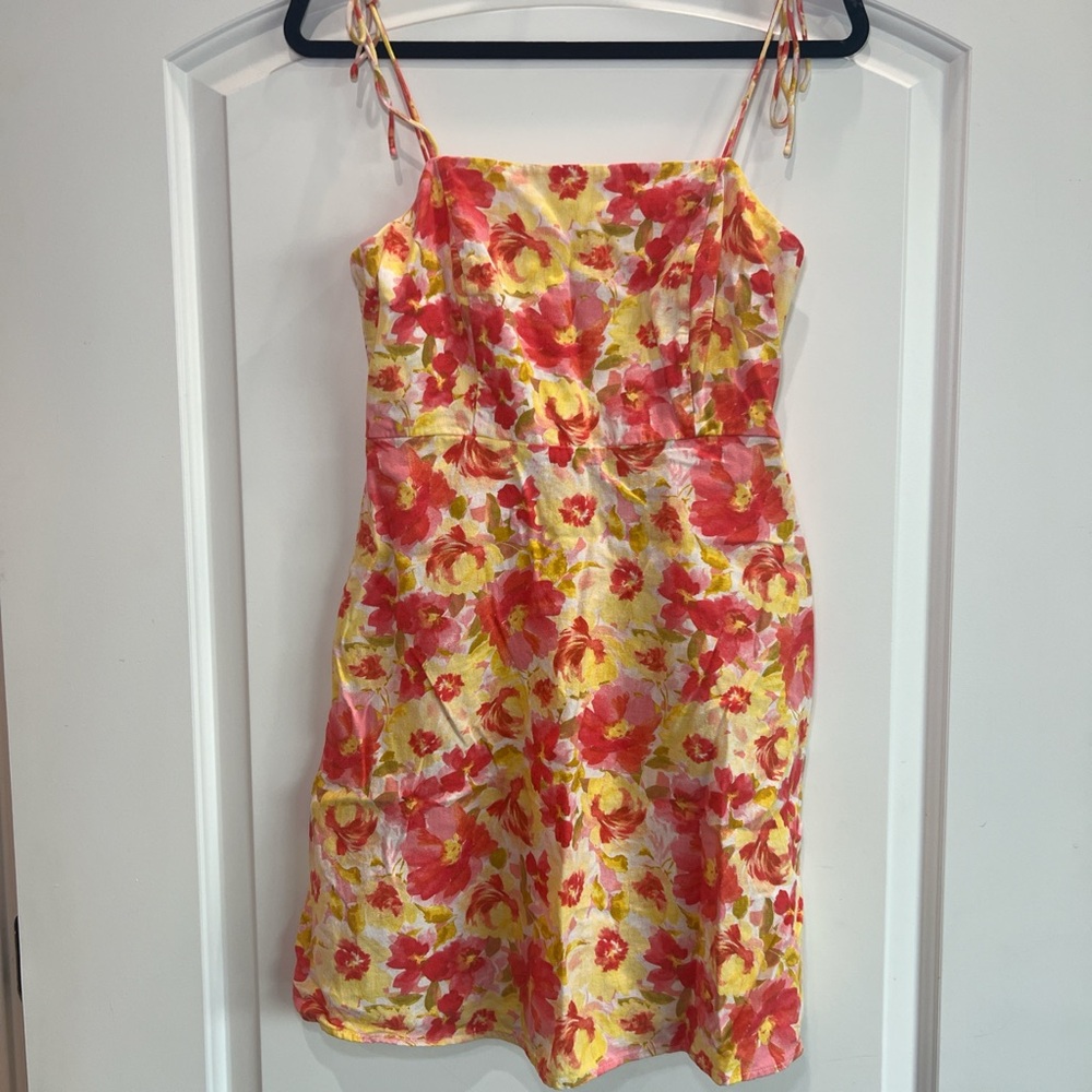 Floral Sundress with Red and Yellow Pattern